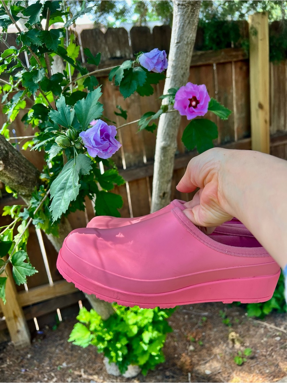 Hunter Play Pink Salmon Coral Gardening Clogs UK4 USA6 6 rubbers slip on wedges